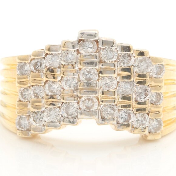 0.80 Carat Natural SI1 DIAMONDS in 14K Solid Yellow Gold Women Ring